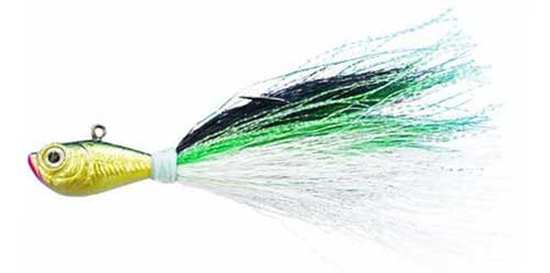 spro bucktail jig green shad striped bass jig