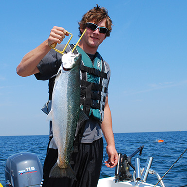 steelhead in lake ontario using otter boat planer boards
