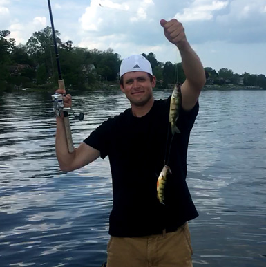 two perch caught on fishing rig