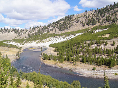 stream flowing through the mountains in Wyoming