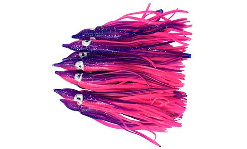 purple and pink hoochie squid bait for king salmon silver salmon and chum salmon