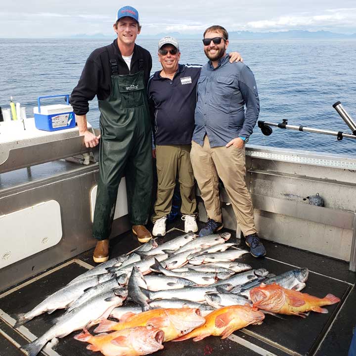 salmon and rockfish caught while on an alaskan cruise charter fishing trip