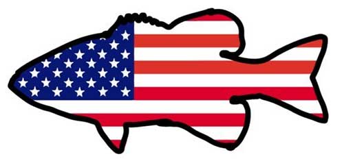 bass american flag fishing sticker