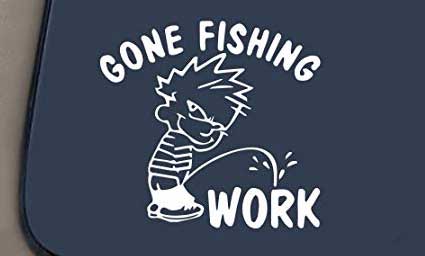 gone fishing pee on work funny car or truck fishing decal sticker