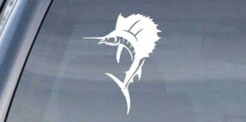 sailfish white image for rear window of a truck