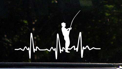 sweet tea fisherman decal with fishing outline and heartbeat
