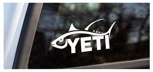 yeti cooler sticker decal white with tuna fish outline