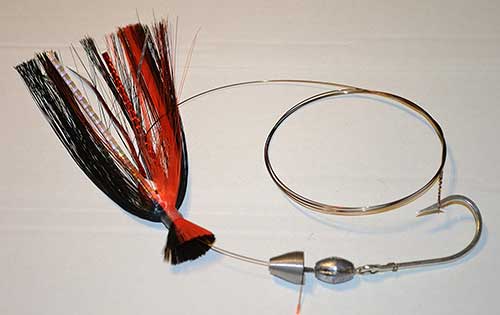 blue water candy ballyhoo wire rig for wahoo bait