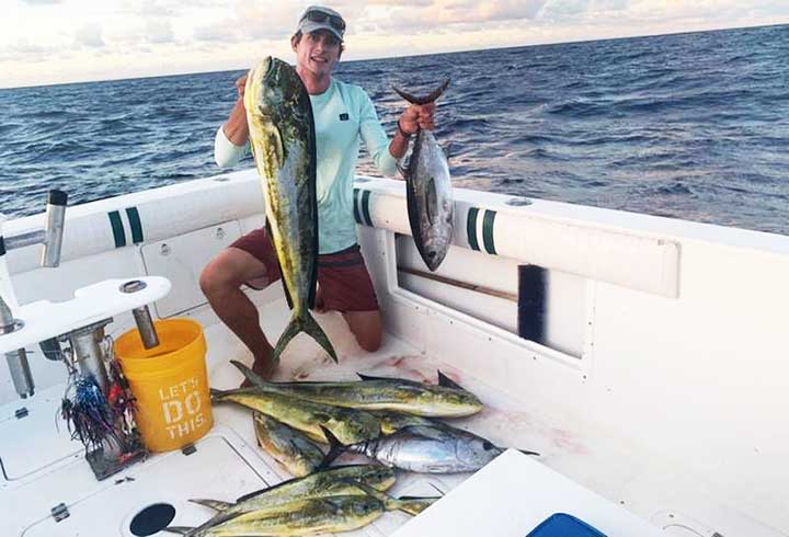 captain cody with mahi-mahi and tuna caught while trolling