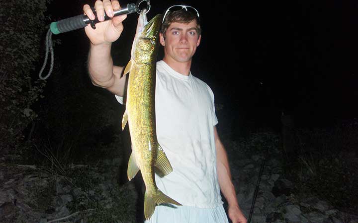 pickerel fish caught at night with lures