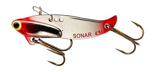 blade bait walleye jig red and silver