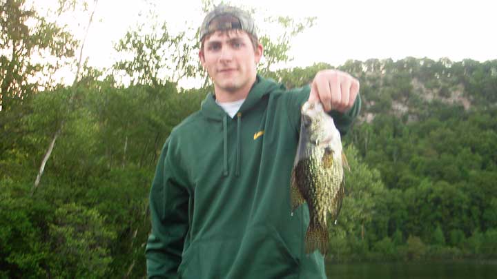 cody catching crappie in the evening