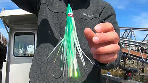 gold star ultra violet green hoochie squid bait