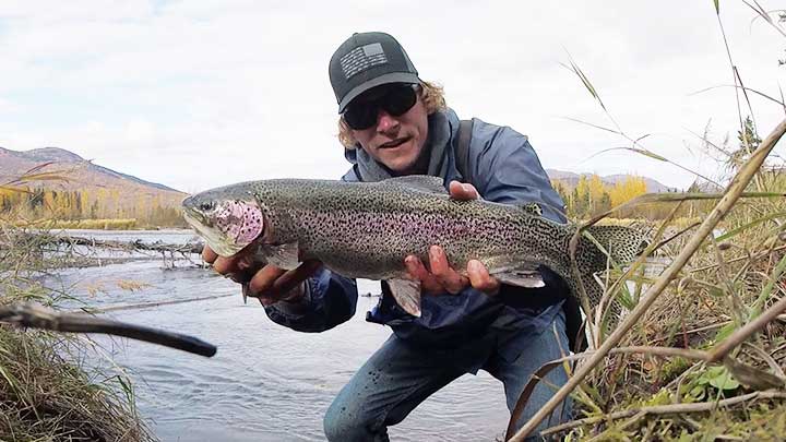 rainbow trout caught in alaska with trout beads for bait