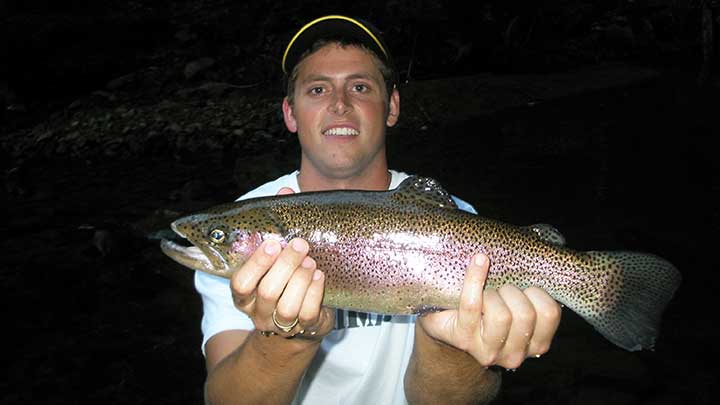 rainbow trout caught with a trout jigs