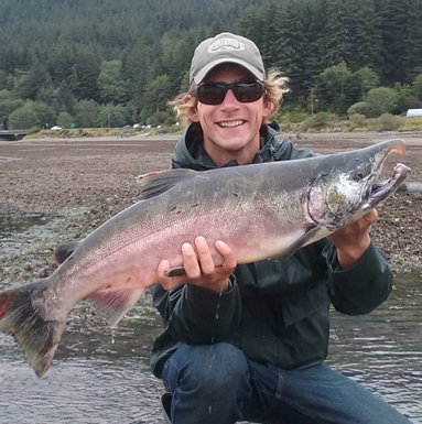 Catching Salmon with a Lure from Shore