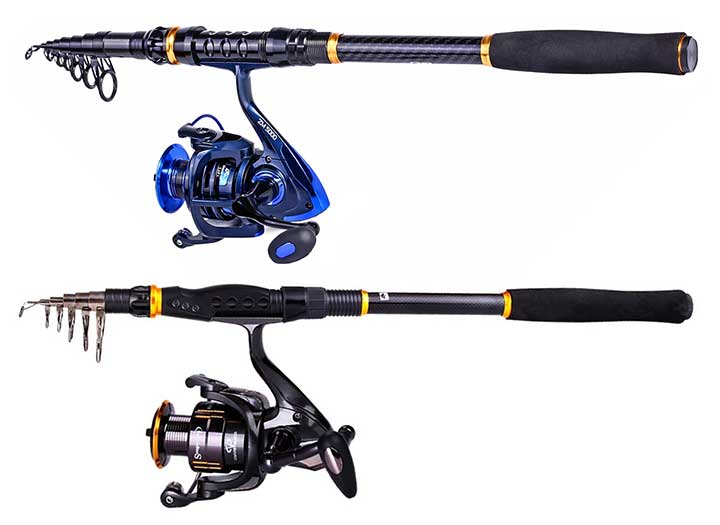 Sea/Freshwater 1.5-2.7m Telescopic Fishing Rod and Spinning Reel Combo Full Kits 