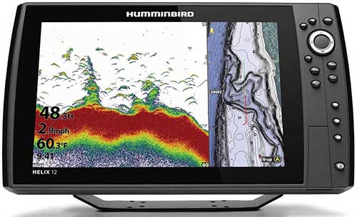 humminbird helix 12 with side scan down imaging and sonar transducer