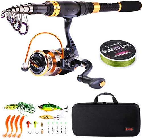 Fishing Rod and Reel Combo Carbon Fiber Telescopic Fishing Rod with E2D4 