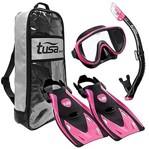 Tusa mask fin and snorkel gear package