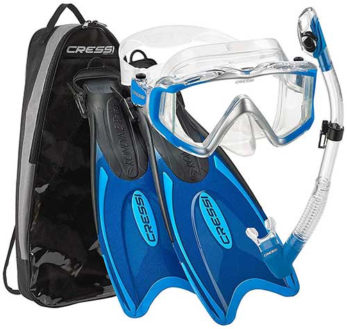 cressi panoramic view mask fins and snorkel gear package