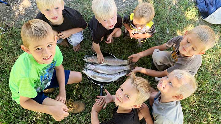 kids fishing for trout