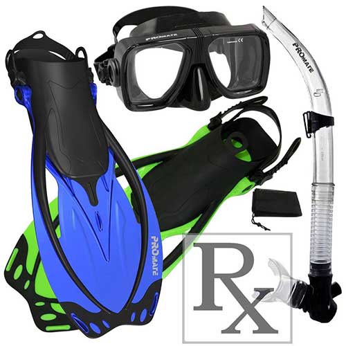 promate prescription lens snorkel gear set