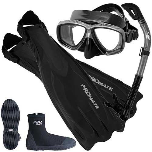 promate scuba gear mask fin snorkel gear set