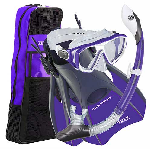 us divers women snorkel gear set with trek travel fins