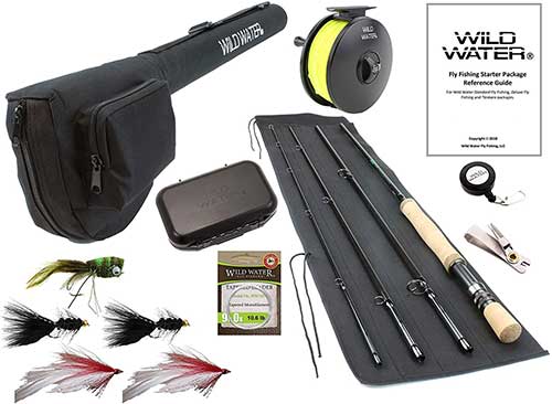 wild water salmon fly fishing reel with rod and case