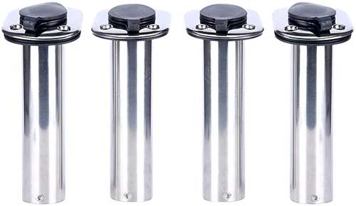 amarine stainless steel boat rod holders flush mount at 30 degrees or 90 degrees