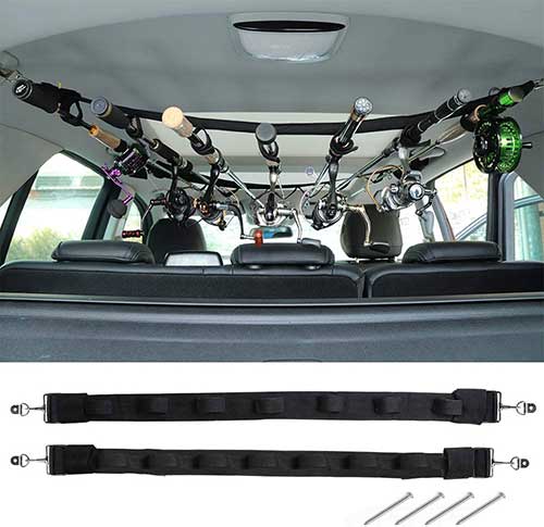 vehicle fishing rod holder rack belt