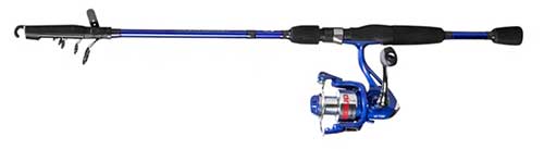 Bass Pro Shops quick draw telescopic spinning rod and reel combo