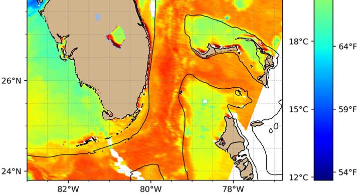 Rutgers sea surface temperature satellite image