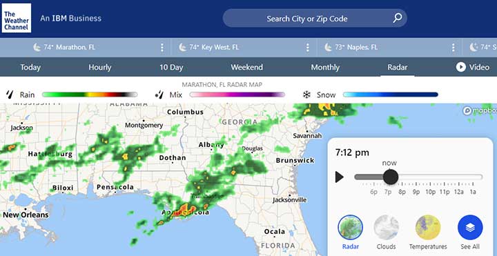 the weather channel live marine weather radar map for fishing