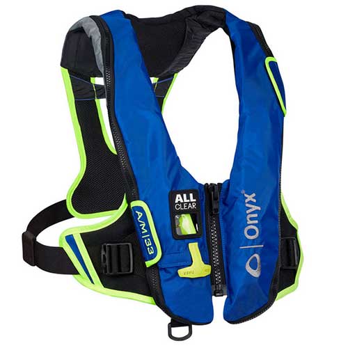 onyx blue all clear auto and manual inflatable life jacket