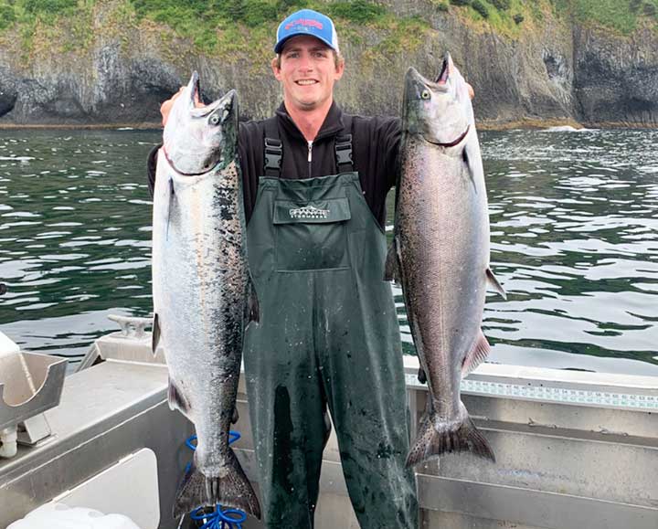 two large king salmon caught in alaska